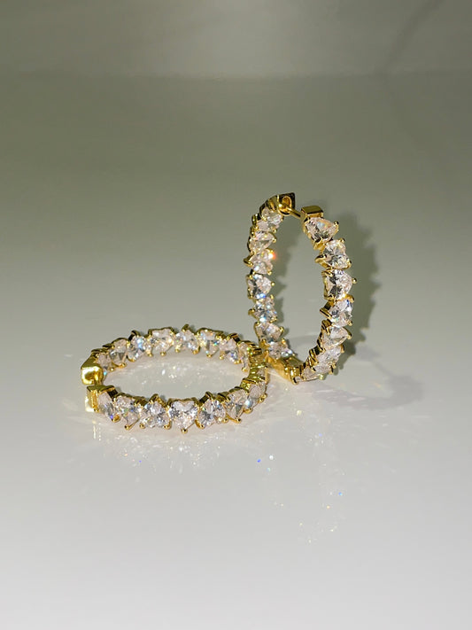 gold cubic zirconia inside out mini hoop earrings