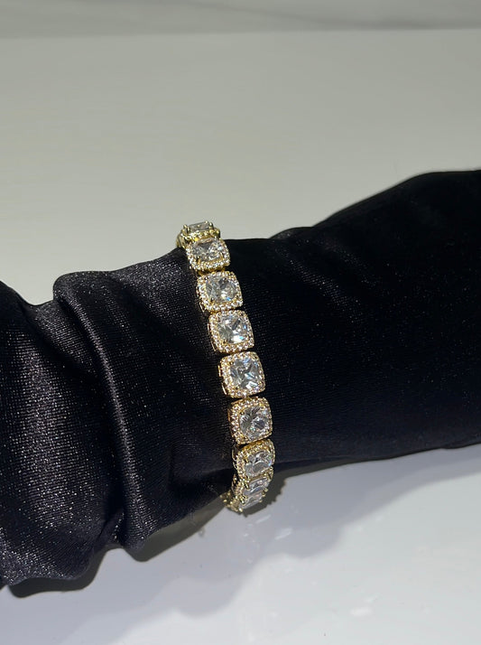 cubic zirconia princess cut gold bracelet