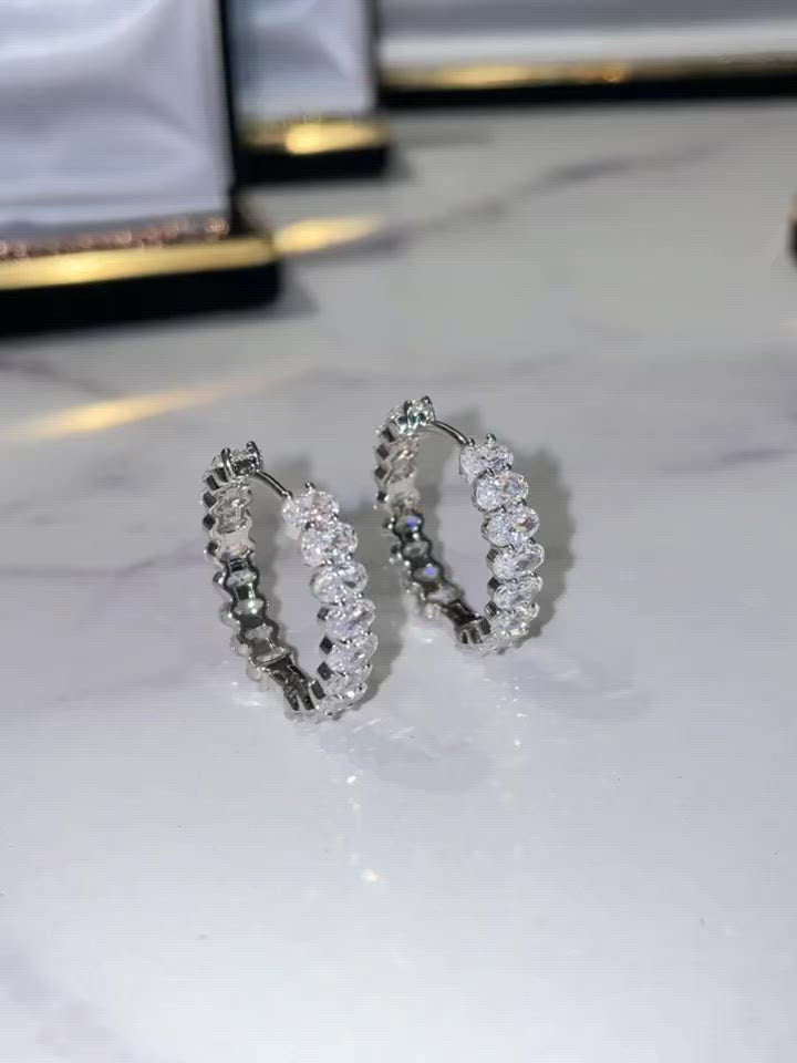 silver cubic zirconia mini hoop earrings