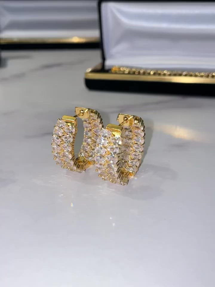 18k gold plated cubic zirconia inside out mini hoop earrings