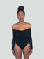 black glitter sheer off the shoulder bodysuit