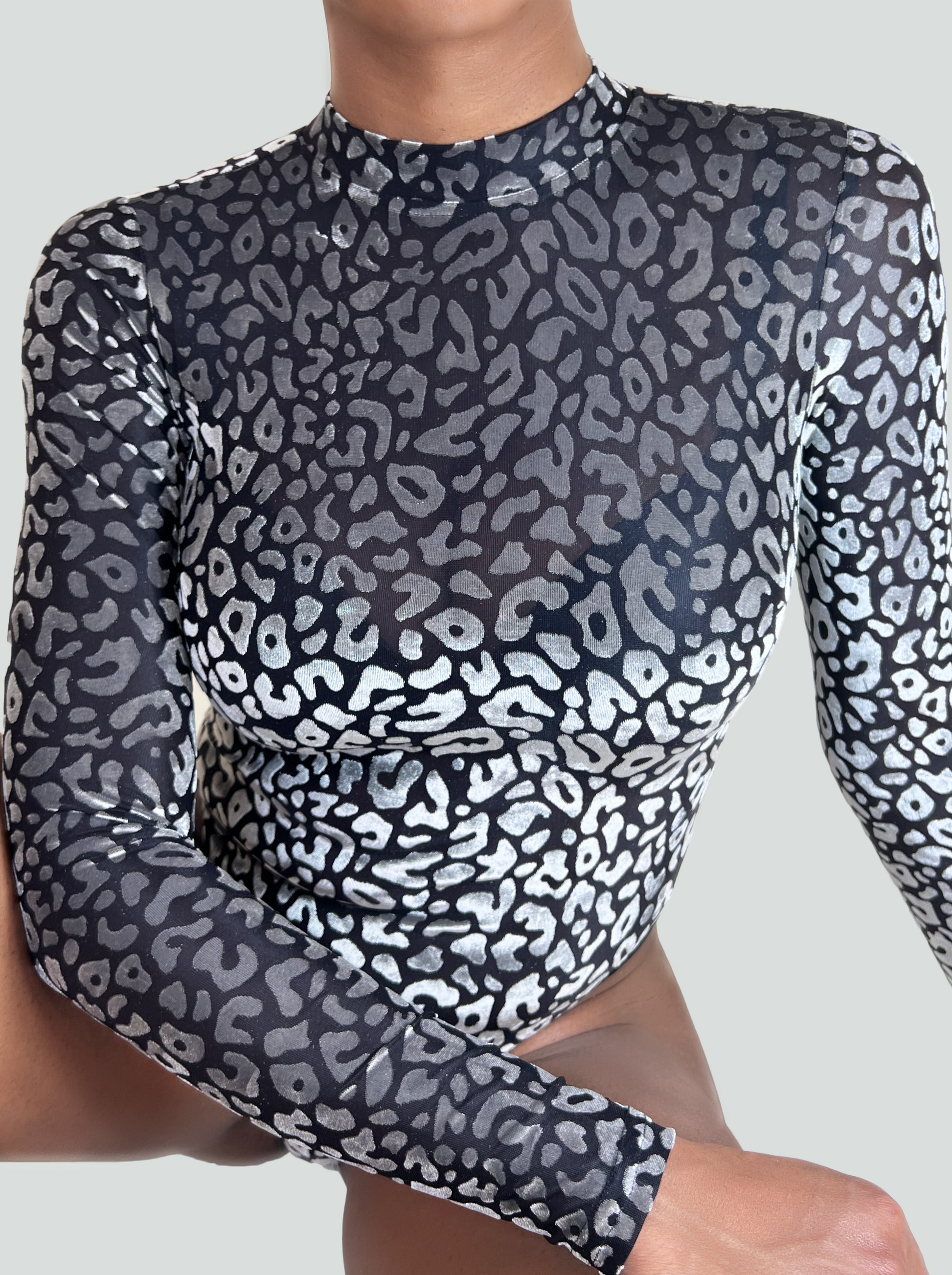 gray leopard print bodysuit