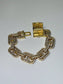 gold diamond cubic zirconia mariner link baguettes bracelet