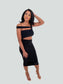 black cutout midi dress