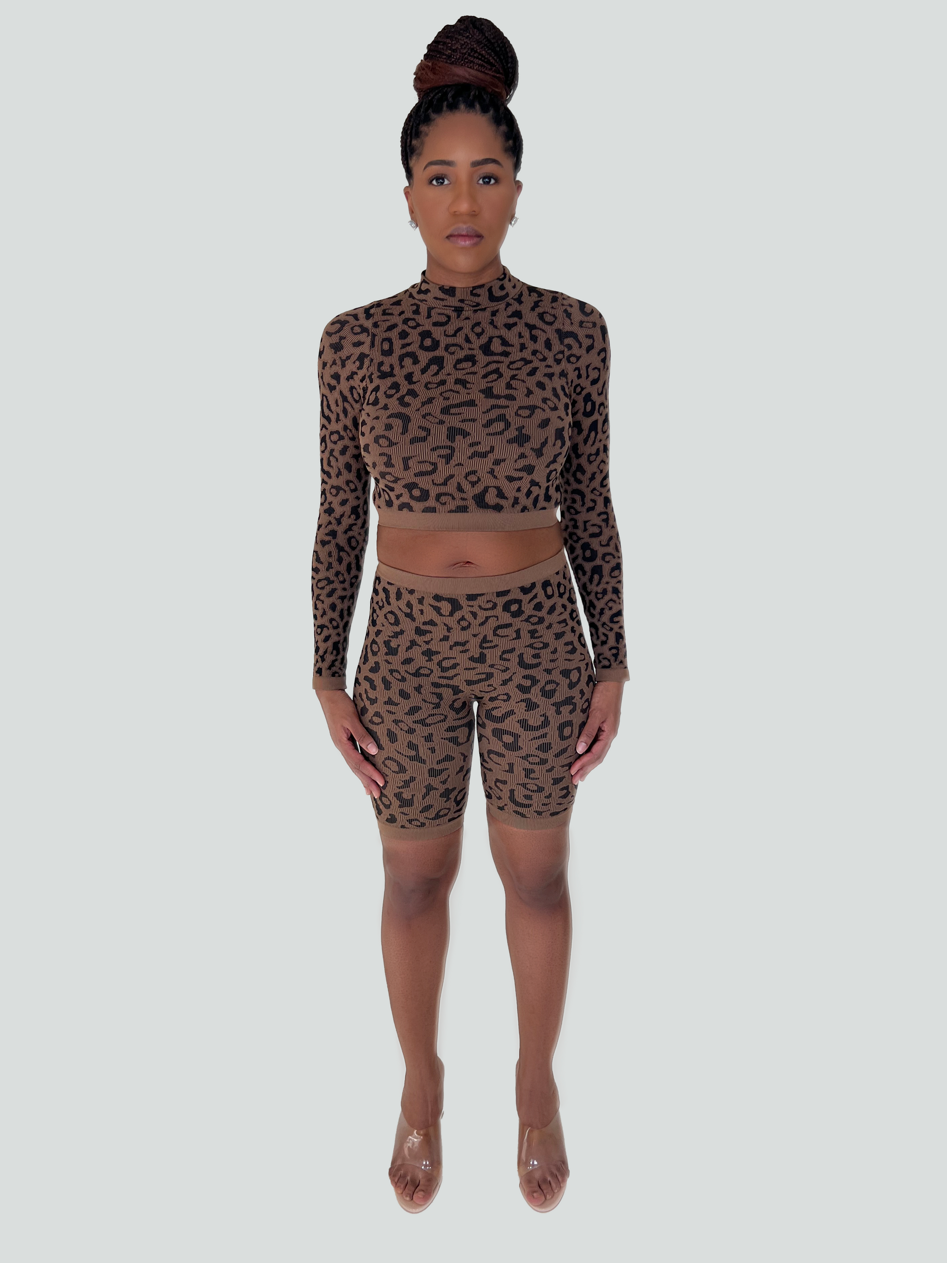 leopard print two piece set