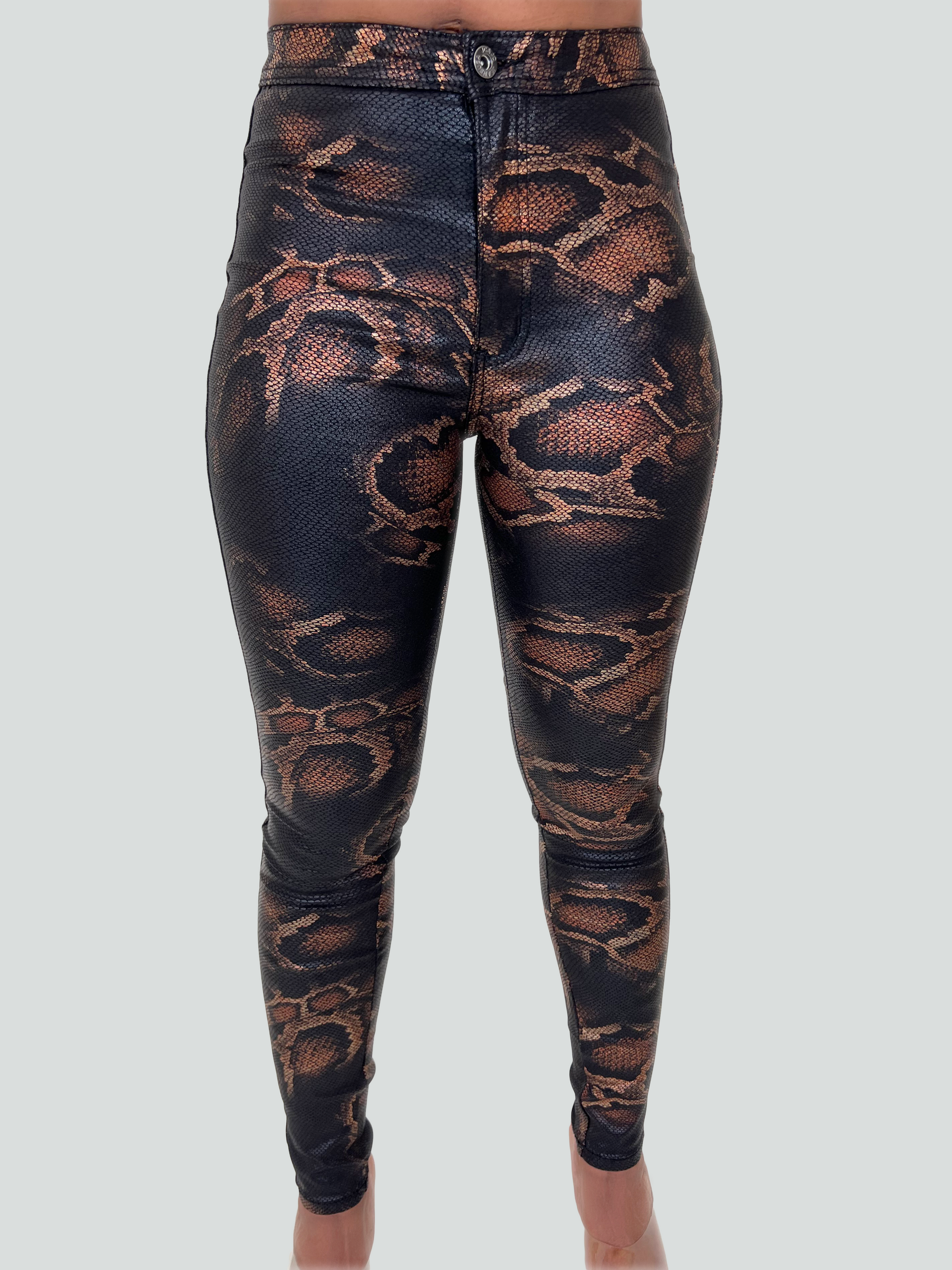 snakeskin print pants