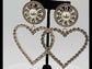 gold rhinestone and pearl heart earrings