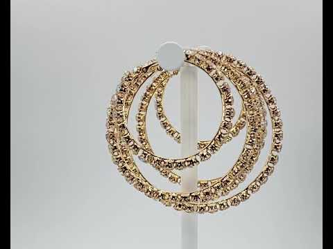 iridescent ab gold rhinestone bling large hoop earrings