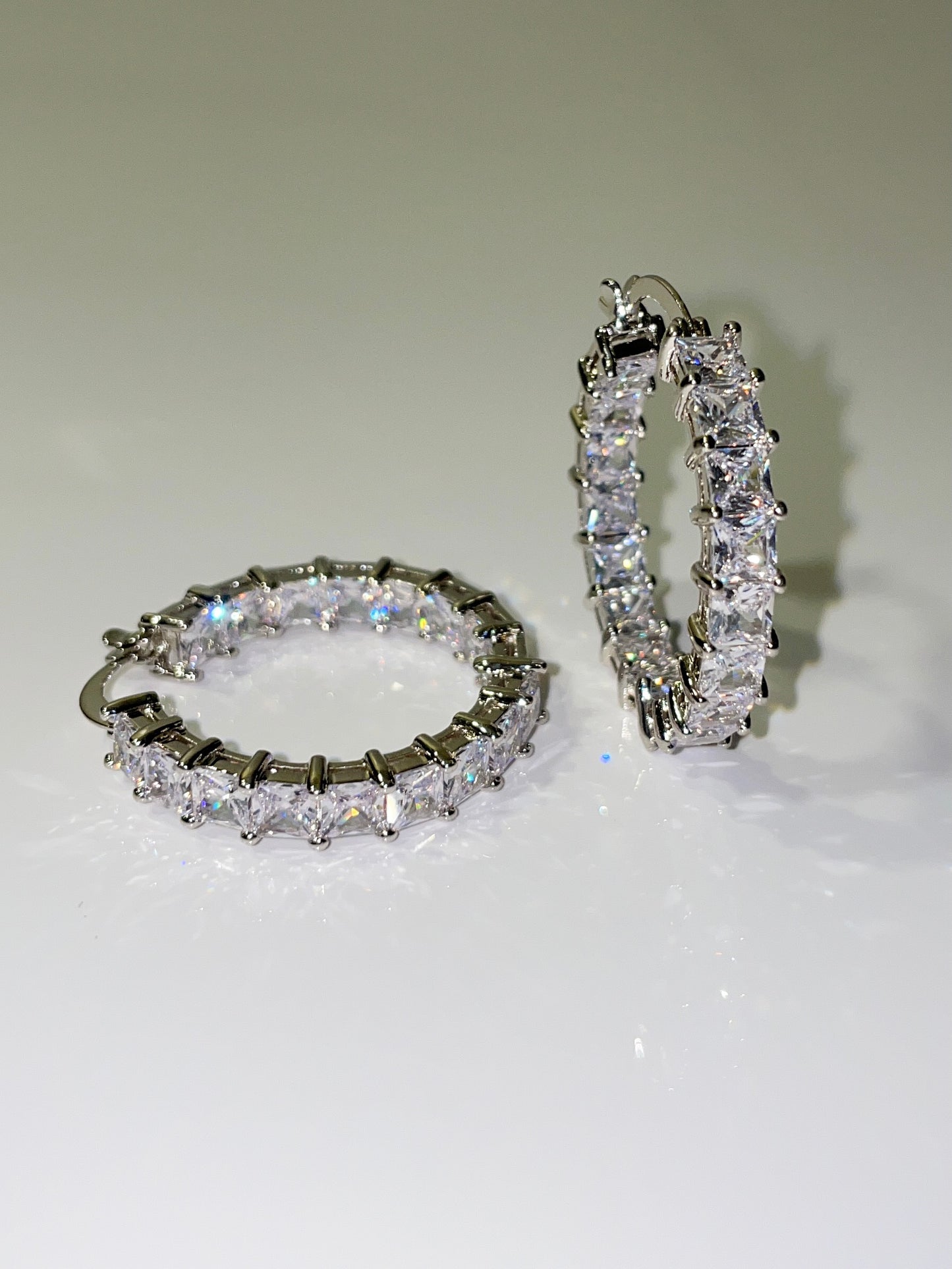 cubic zirconia inside out mini hoop earrings