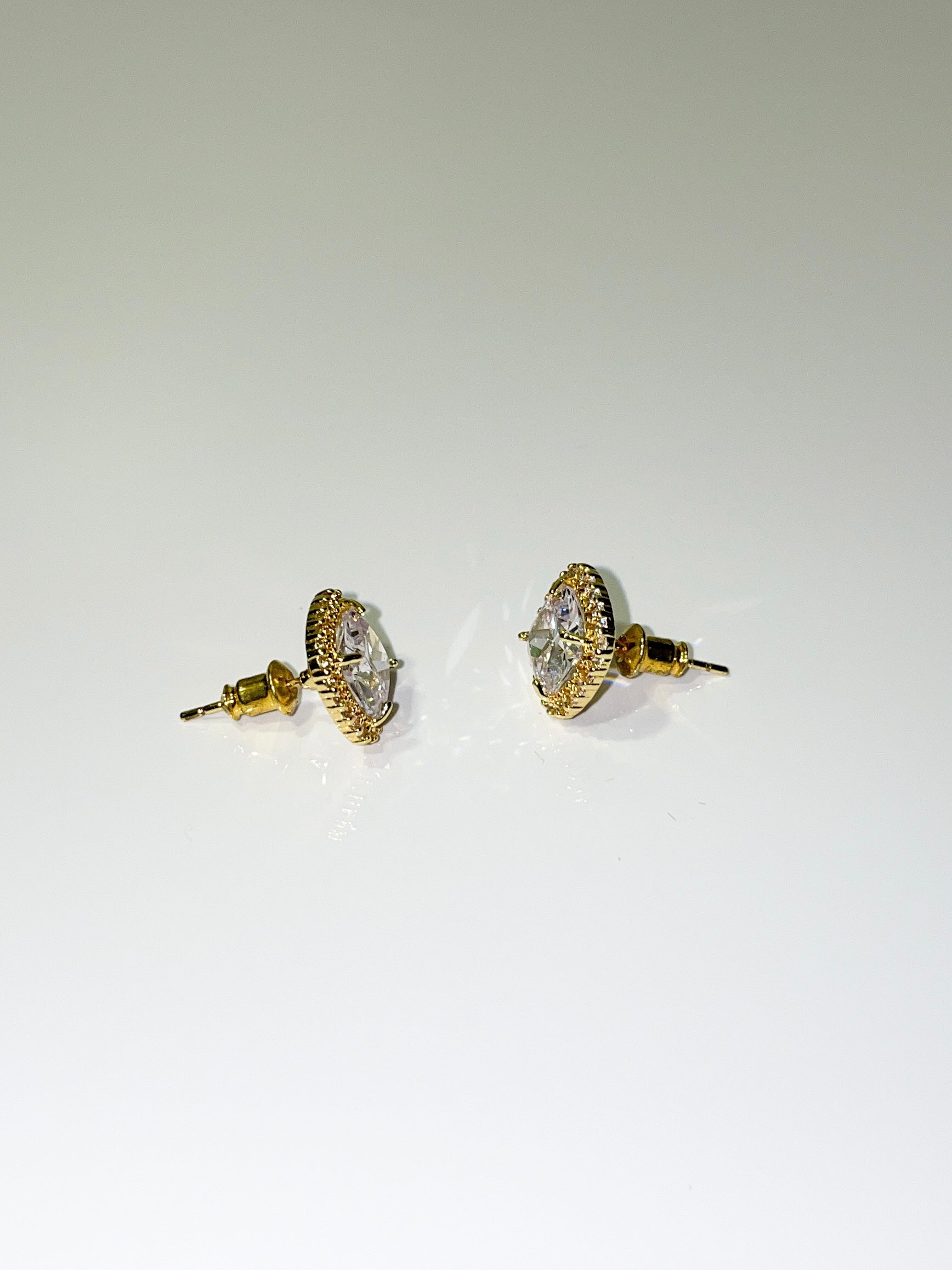 classic gold cubic zirconia stud earrings