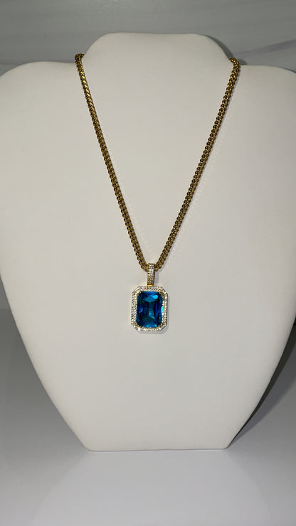 aqua blue 20-inch pendant necklace with franco chain