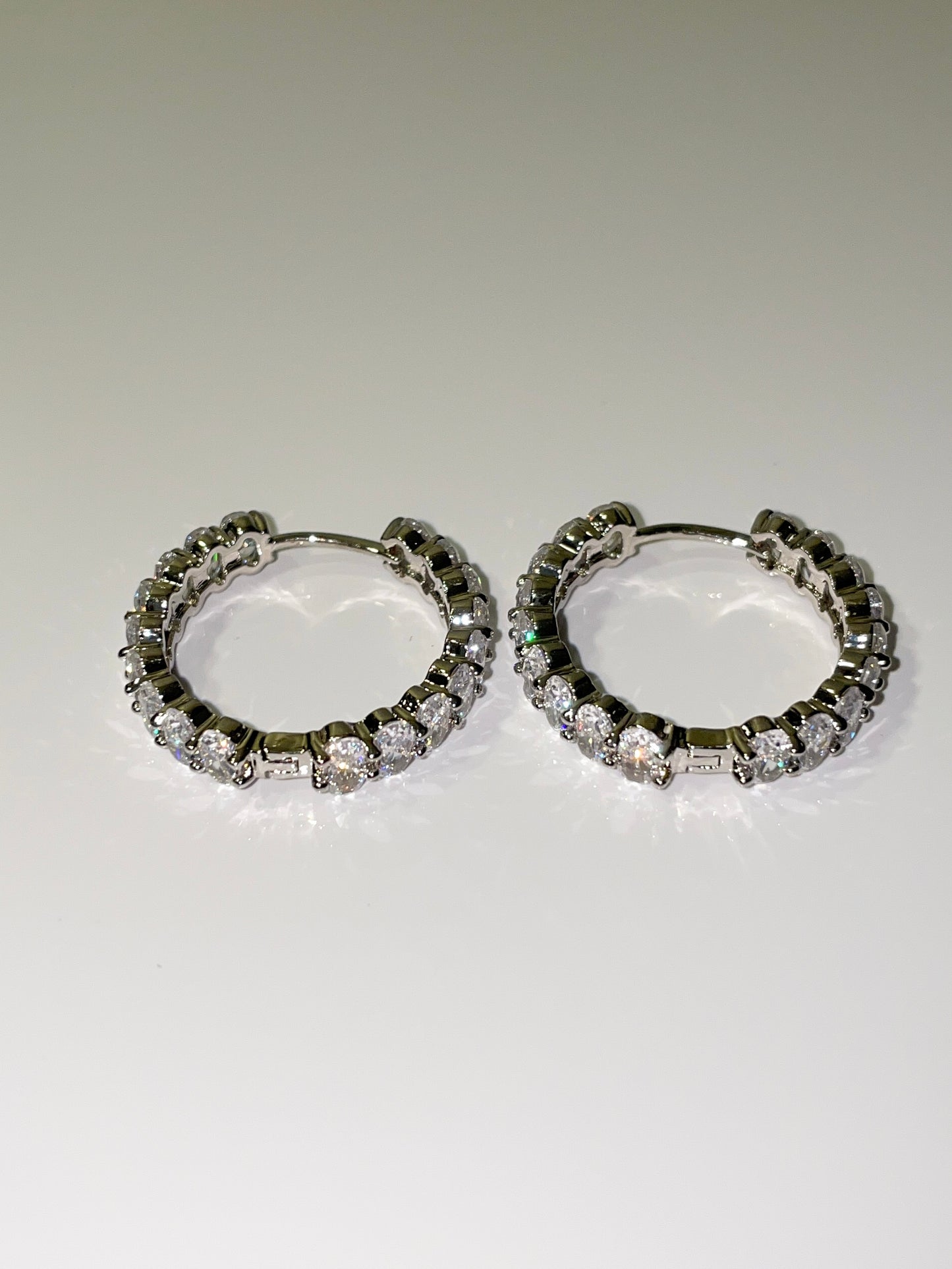 silver cubic zirconia mini hoop earrings