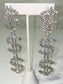 silver rhinestone dangle dollar sign earrings