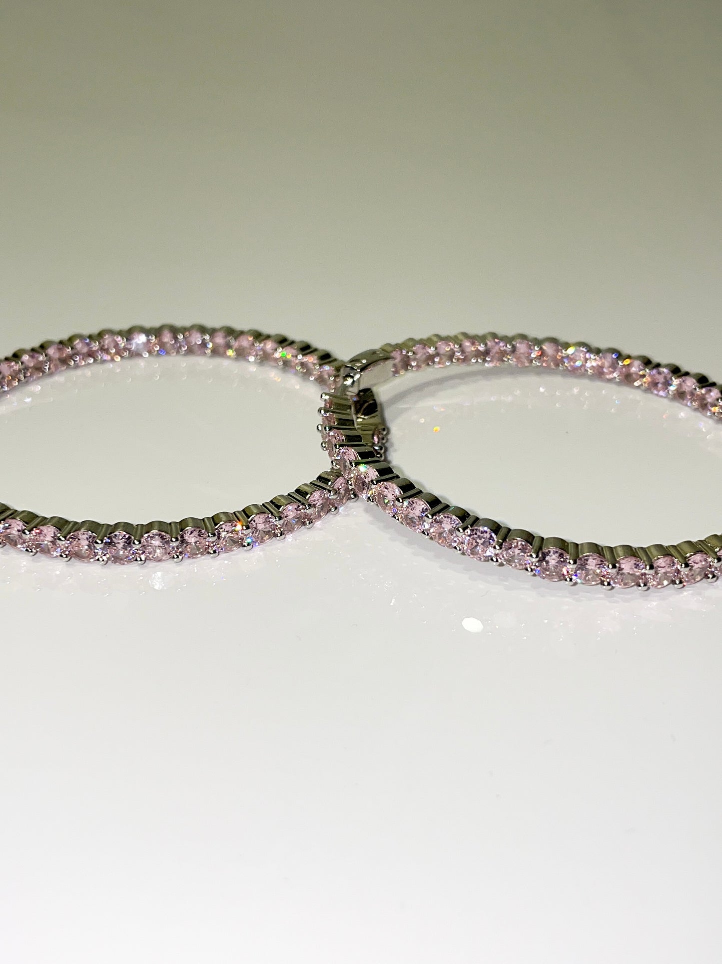 pink bling cubic zirconia cz inside out hoop earrings