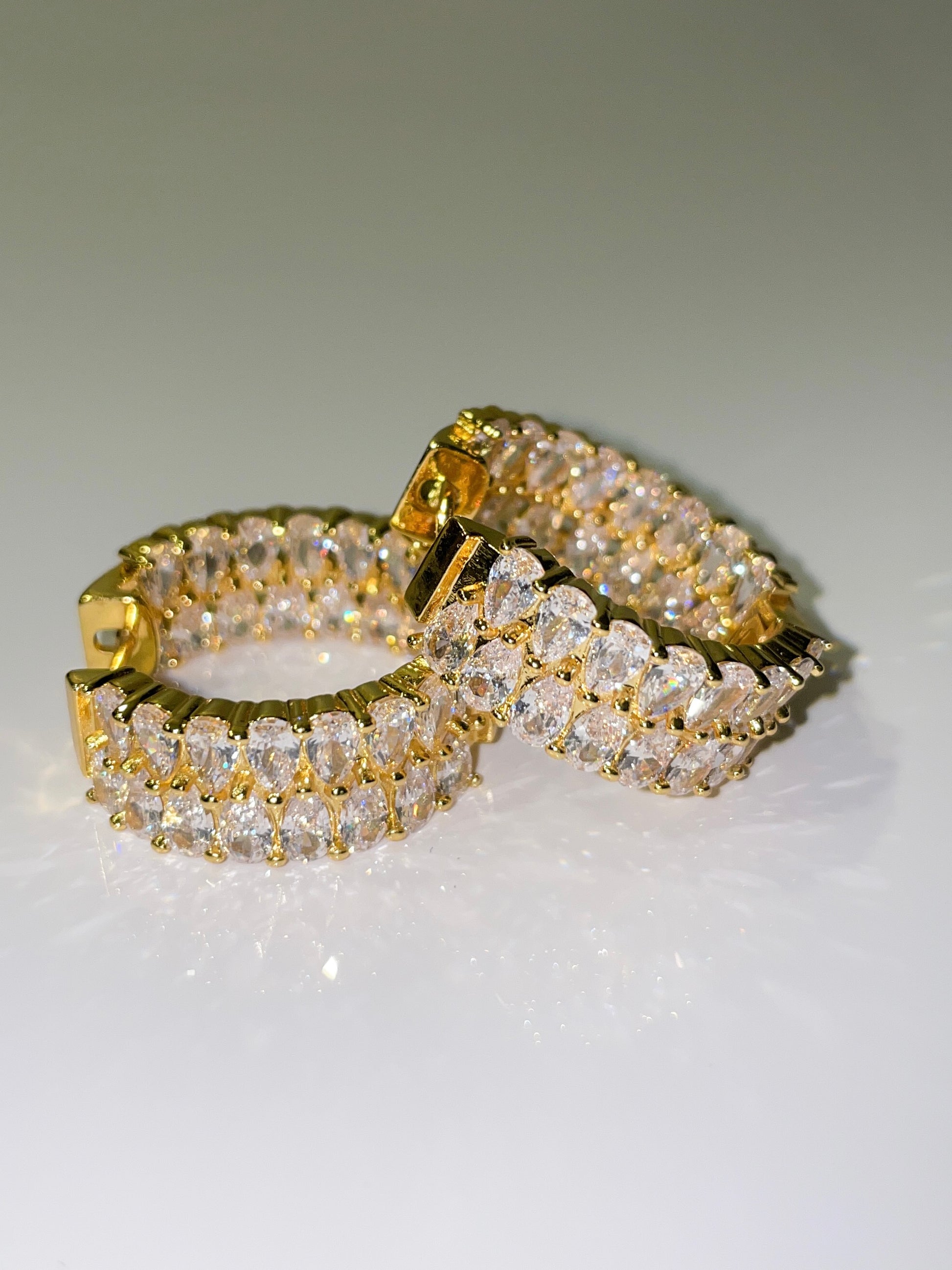 18k gold plated cubic zirconia inside out mini hoop earrings