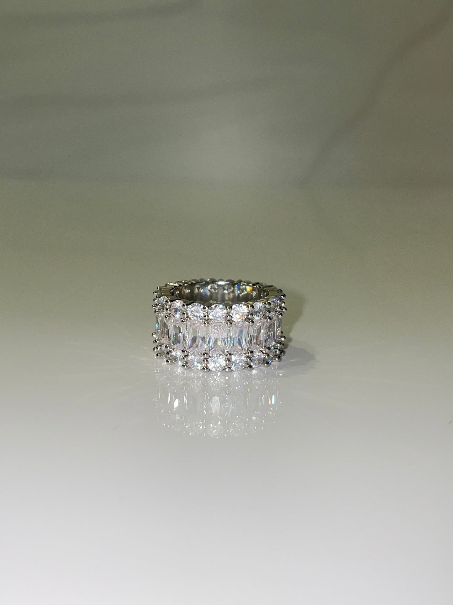 cubic zirconia stackable eternity wedding band ring