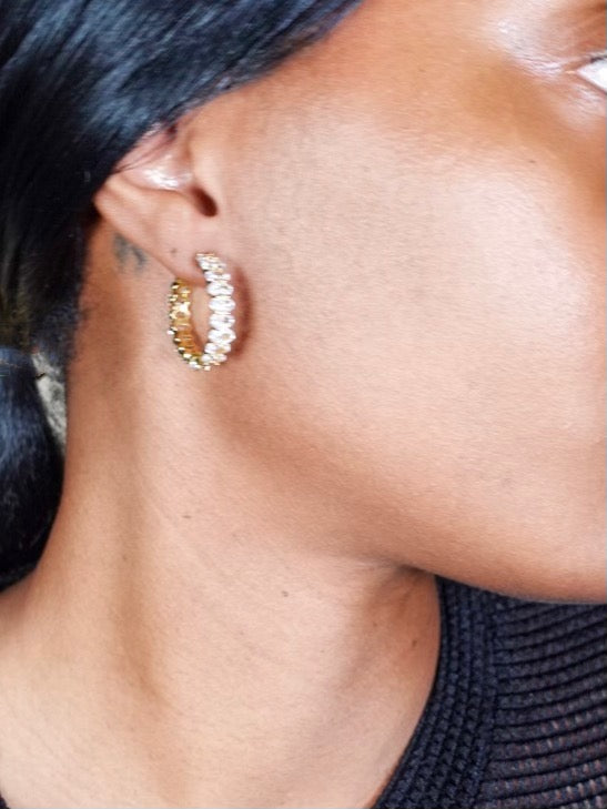 18k gold plated cubic zirconia mini hoop earrings