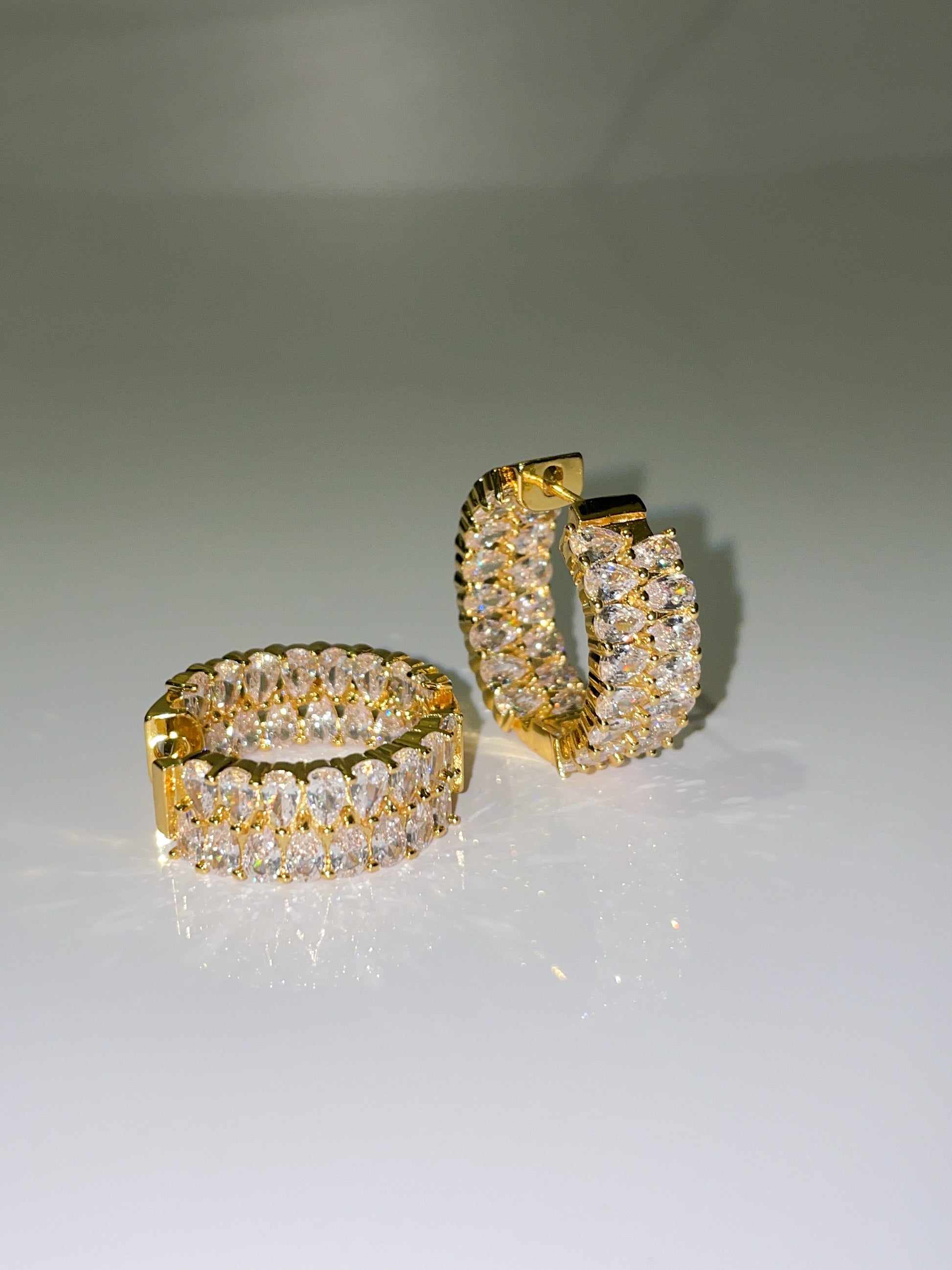 18k gold plated cubic zirconia inside out mini hoop earrings