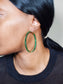 green bling cubic zirconia cz inside out hoop earrings