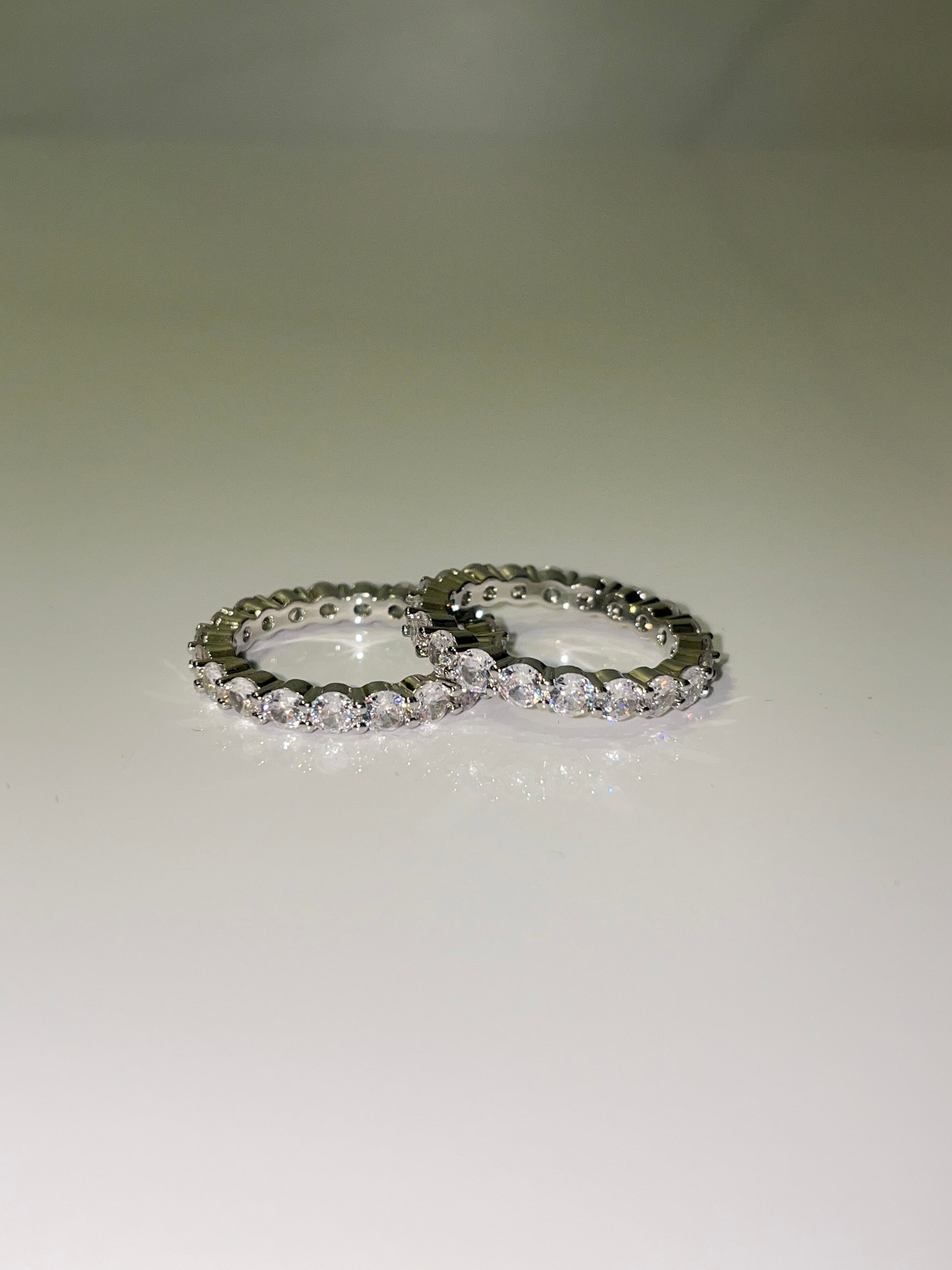 cubic zirconia stackable eternity wedding band ring