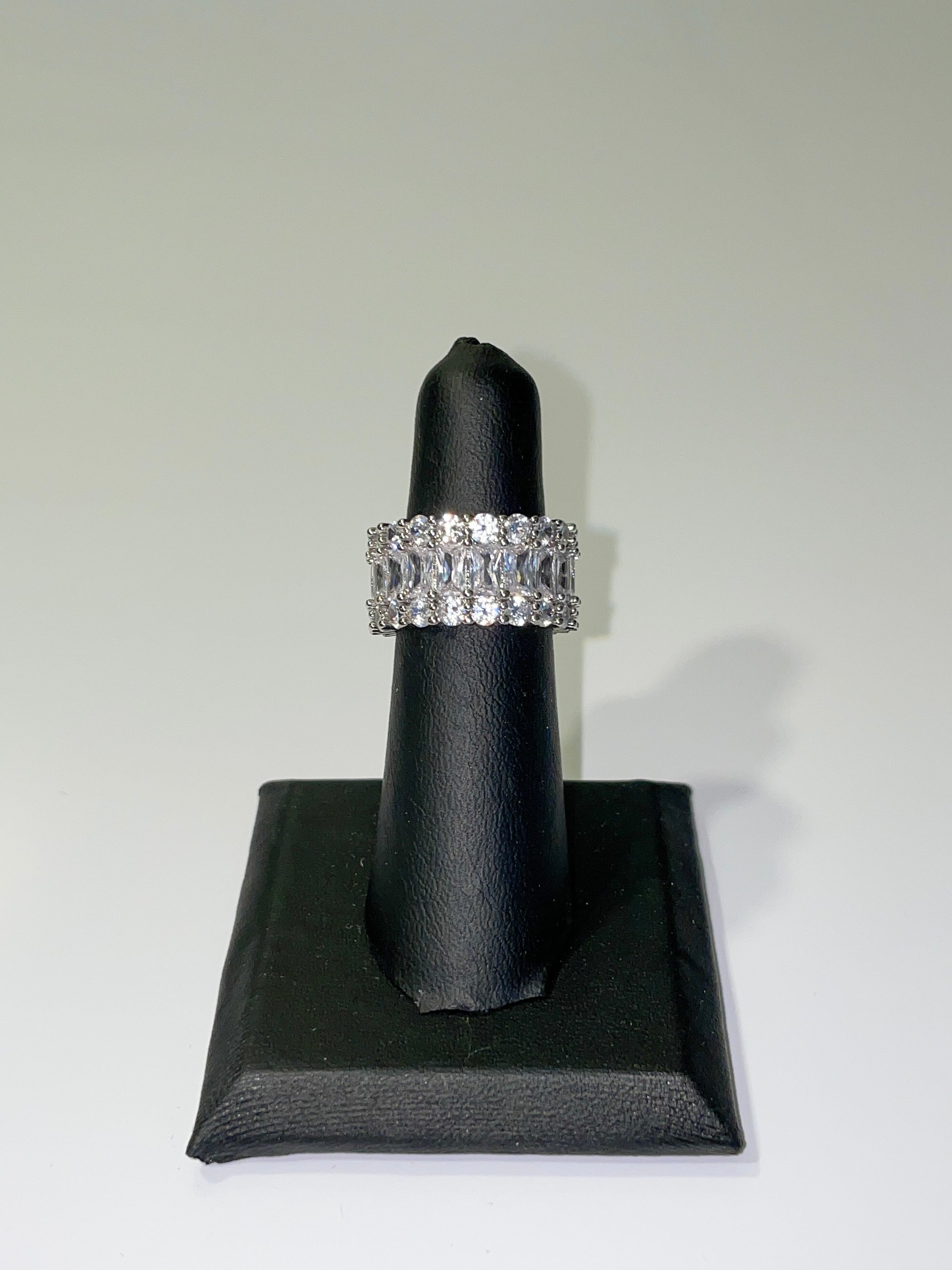 cubic zirconia stackable eternity wedding band ring