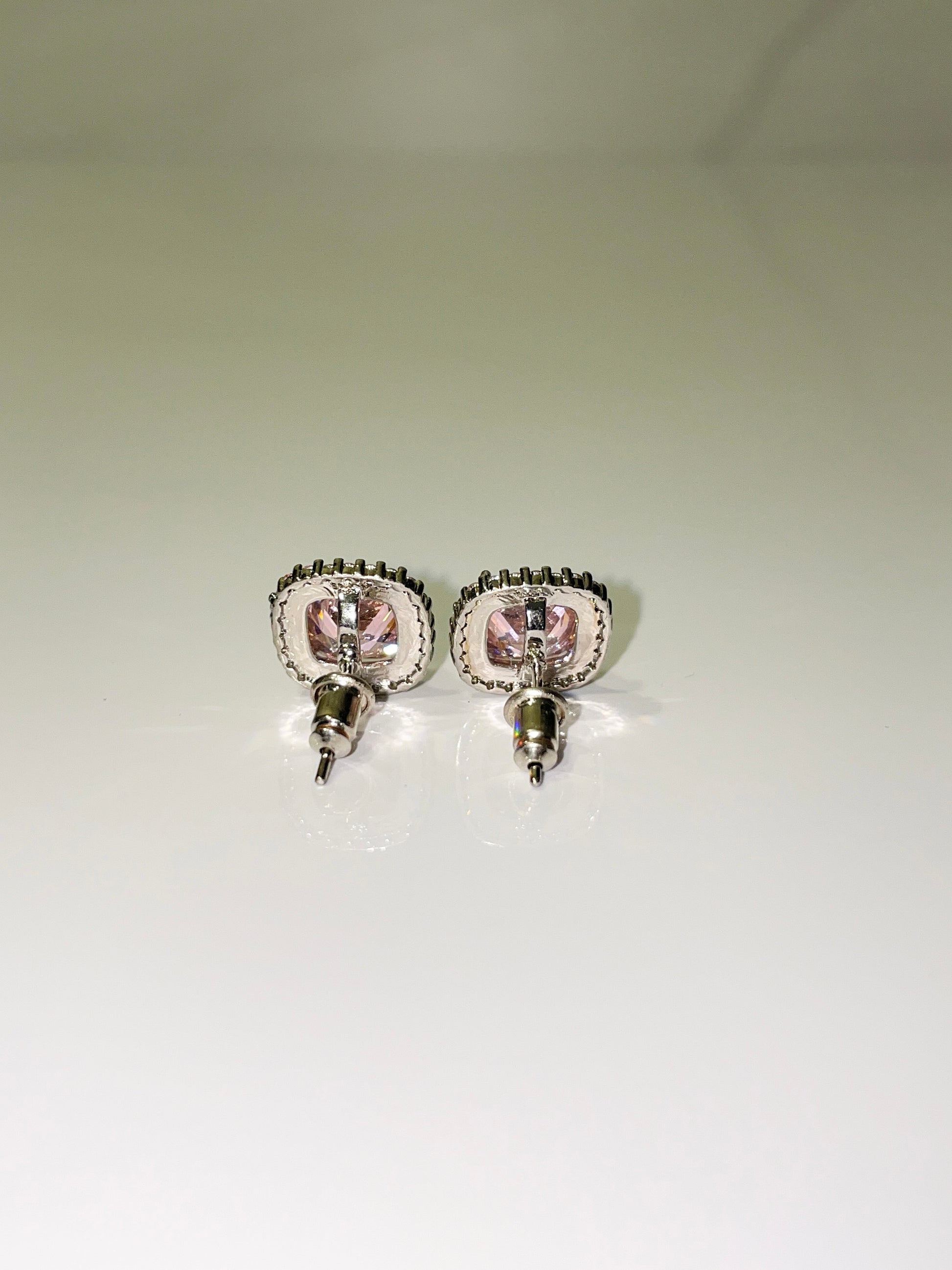 classic pink and silver cubic zirconia stud earrings