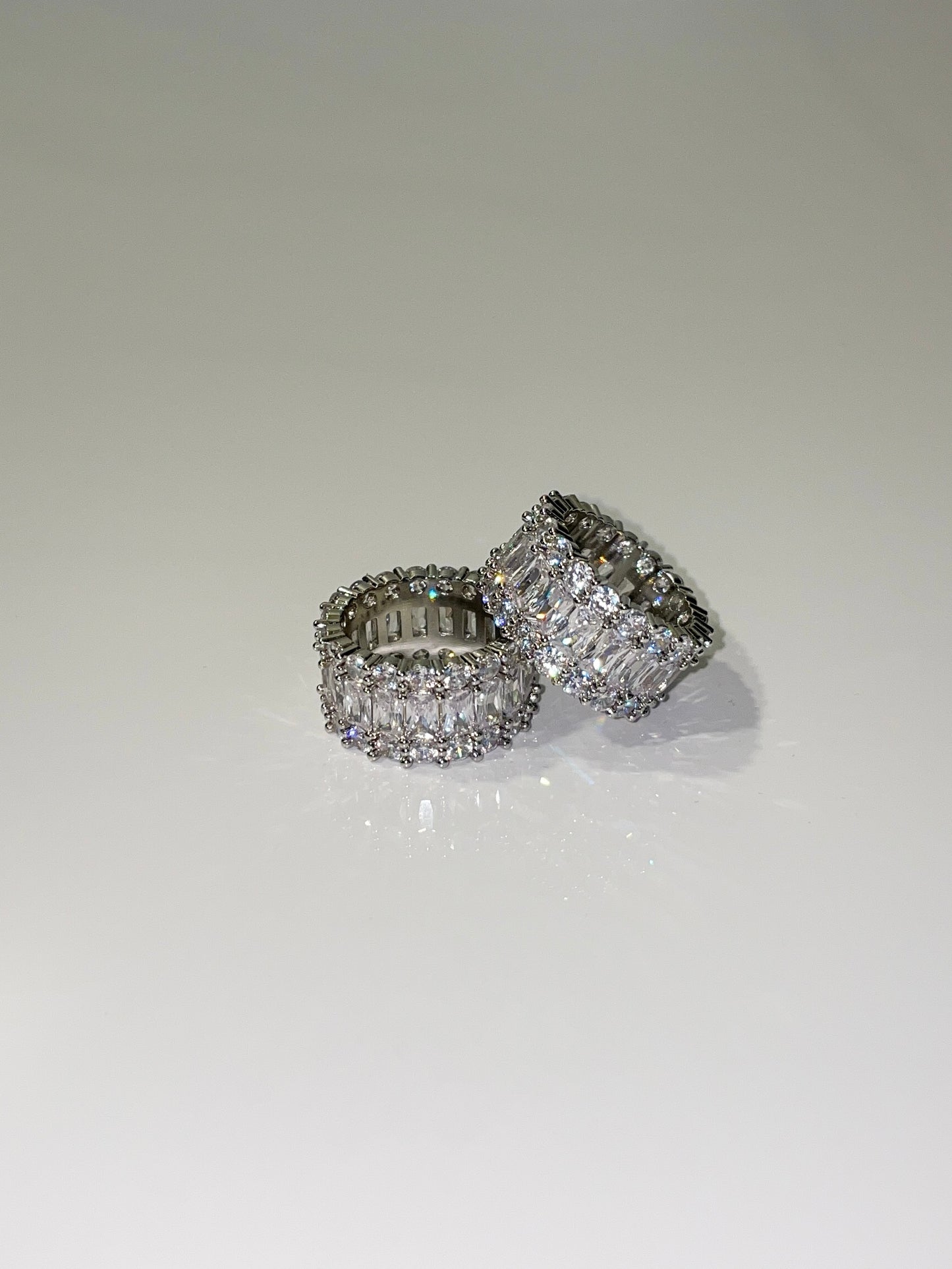 cubic zirconia stackable eternity wedding band ring