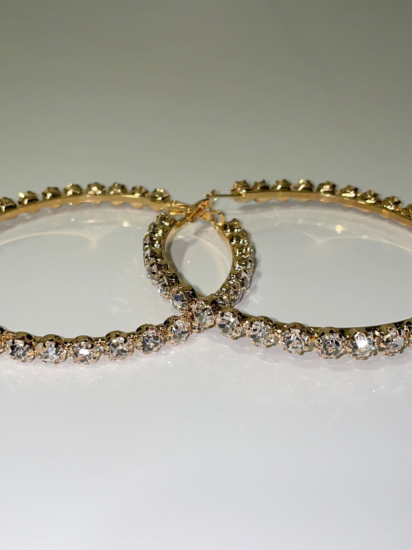 gold rhinestone bling large hoop earrings