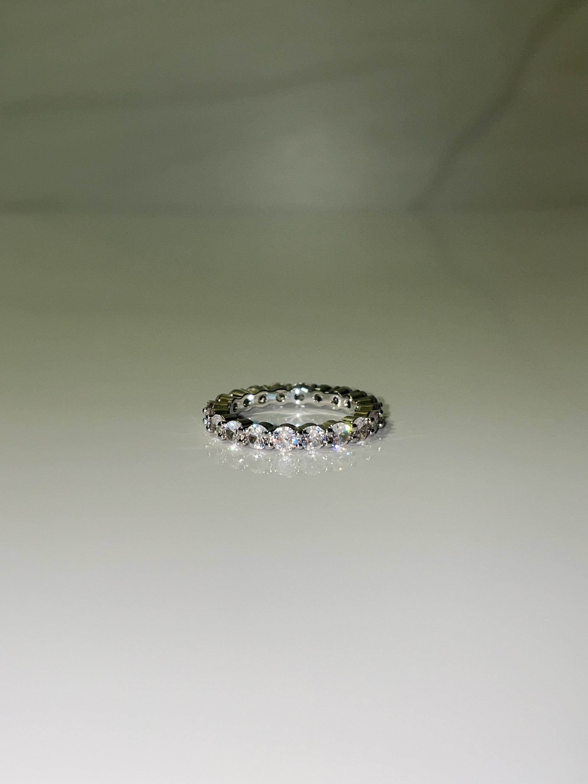 cubic zirconia stackable eternity wedding band ring