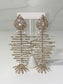 gold rhinestone dangling fish earrings