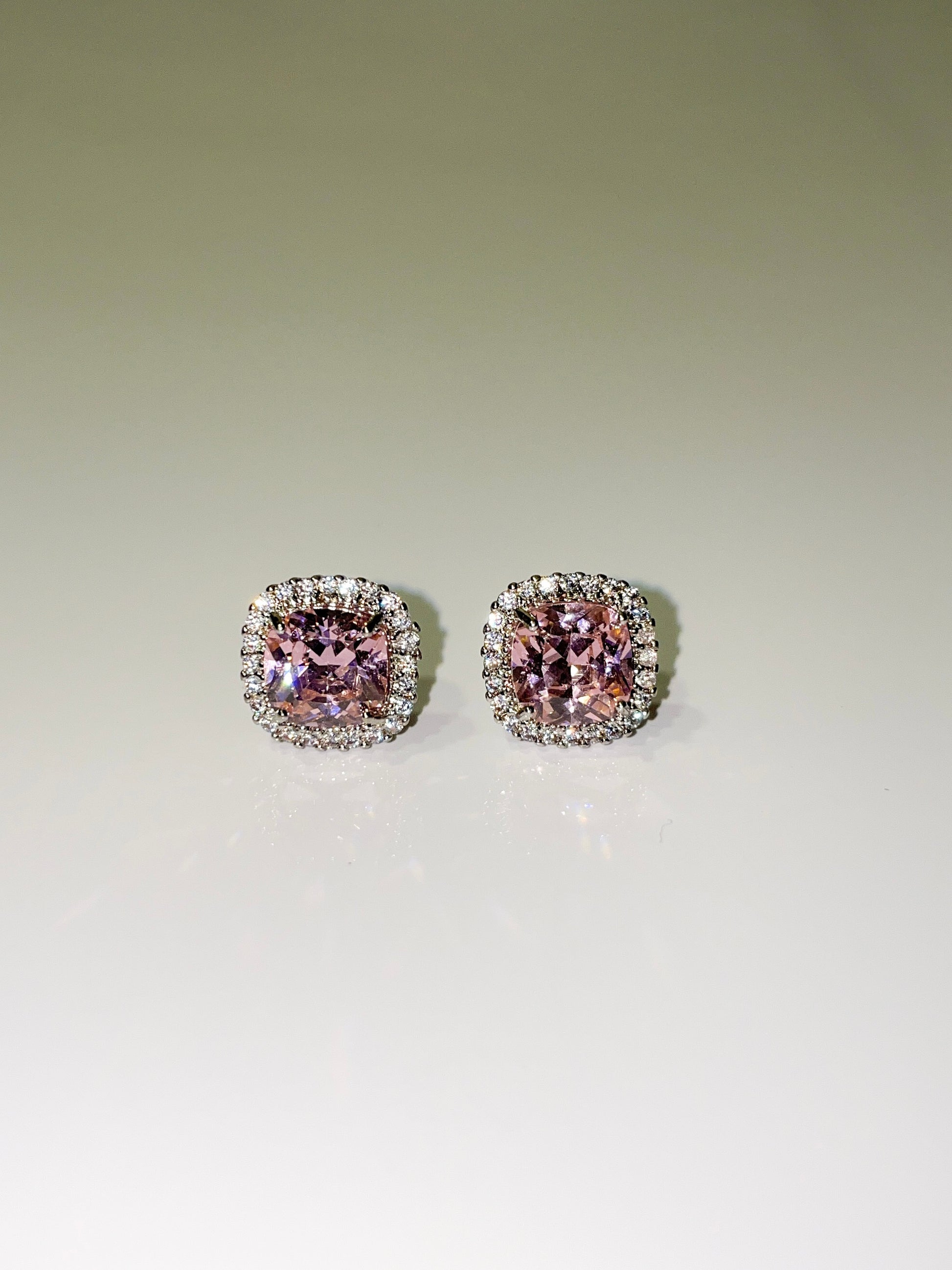 classic pink and silver cubic zirconia stud earrings