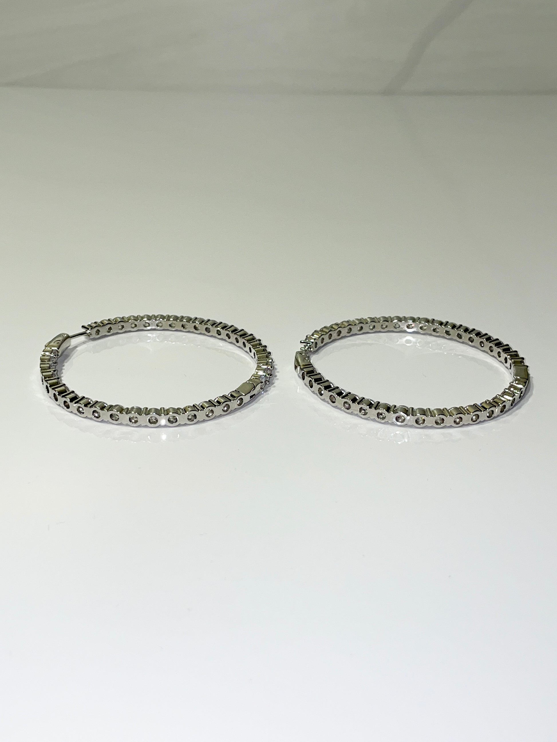 silver bling cubic zirconia cz inside out hoop earrings